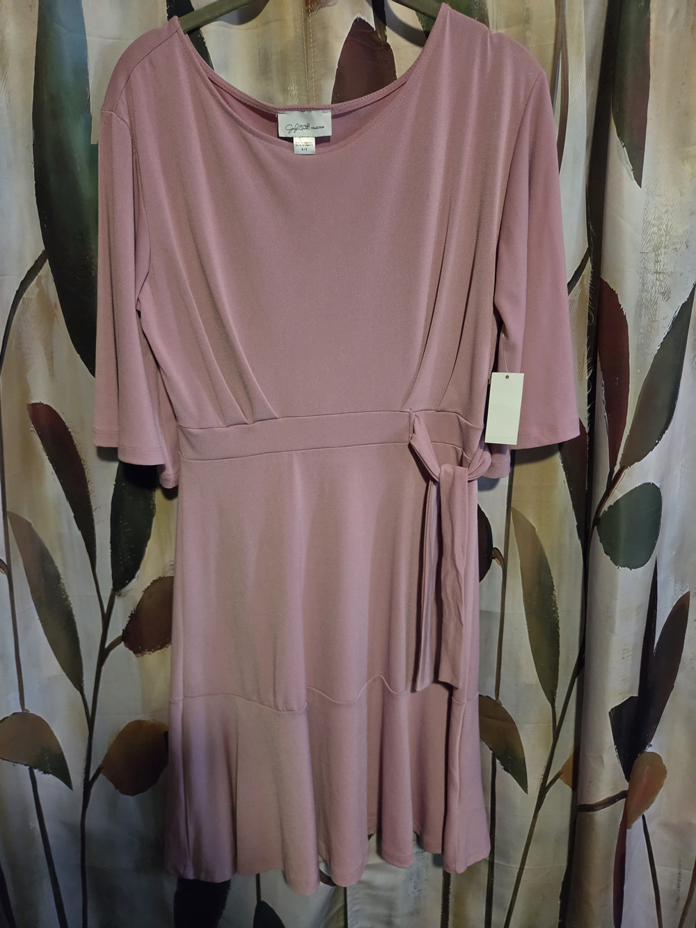 Jaclyn Smith Dusty Rose Tie-Waist Midi Dress